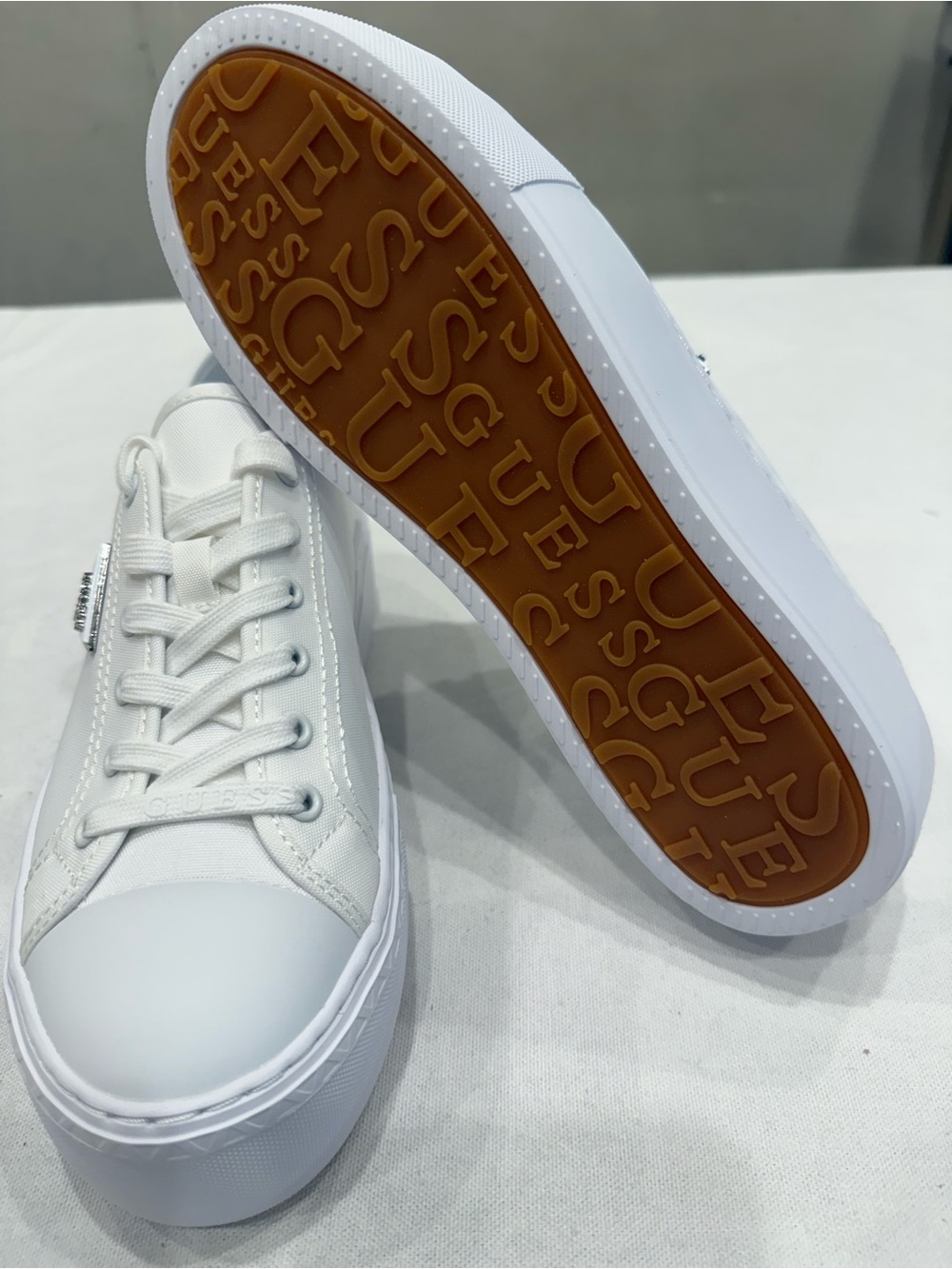 Guess Women's Joezi Low-Top Flatform Sneaker Color White - Picture 7 of 11